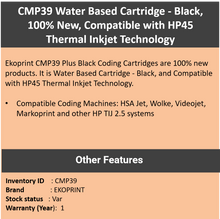 Load image into Gallery viewer, Coding Cartridge - CMP39 (Black Matte/Glossy) - Water Based