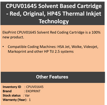 Load image into Gallery viewer, Coding Cartridge - CPUV01645 (Red) - Solvent Based