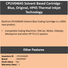 Load image into Gallery viewer, Coding Cartridge - CPUV04645 (Blue) - Solvent Based