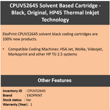 Load image into Gallery viewer, Coding Cartridge - CPUV52645 (Black) - Solvent Based
