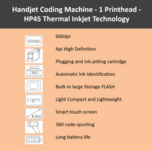 Load image into Gallery viewer, Coding Machine - 1 Printhead - HandJet