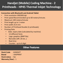 Load image into Gallery viewer, Coding Machine - 2 Printheads - HandJet (Mobile)