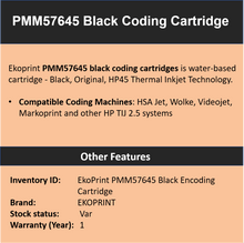 Load image into Gallery viewer, Coding Cartridge - CPMM57645 (Black) - Water Based